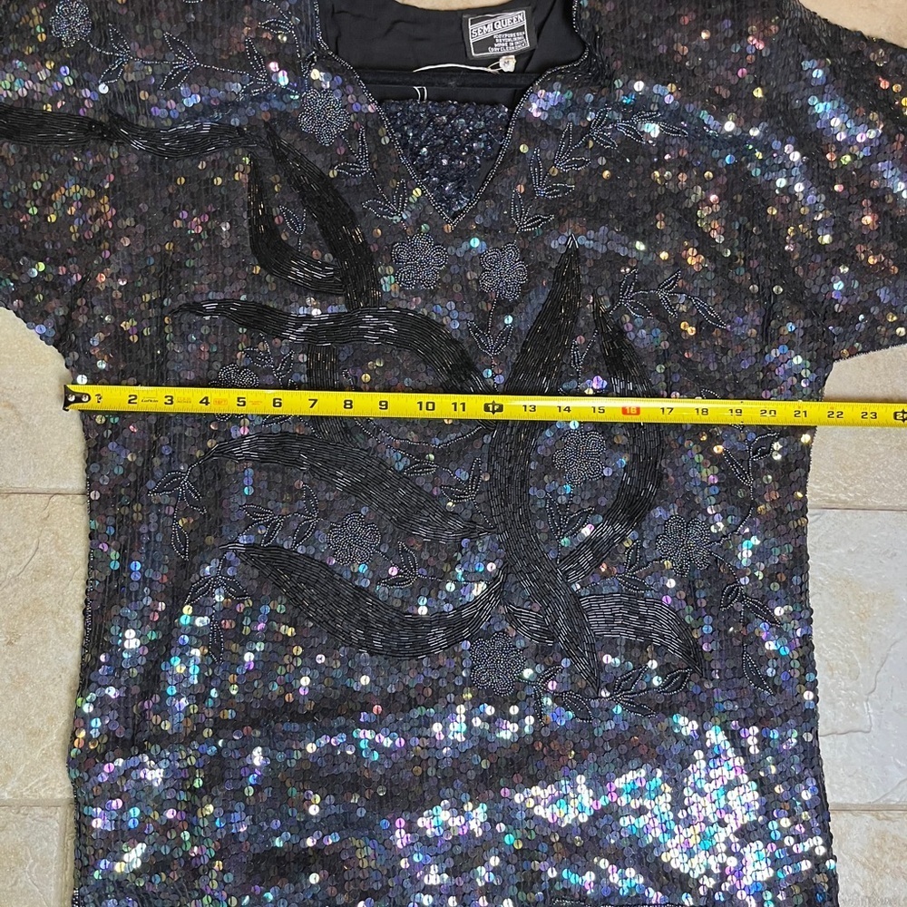 Elegant Black Sequin Women's Blouse - Picture 5 of 12